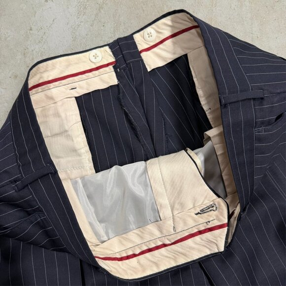 Coppley Suit 2pc Pinstripe 3btn Navy Blue 100% Wool 42T 38x33 - Picture 11 of 12